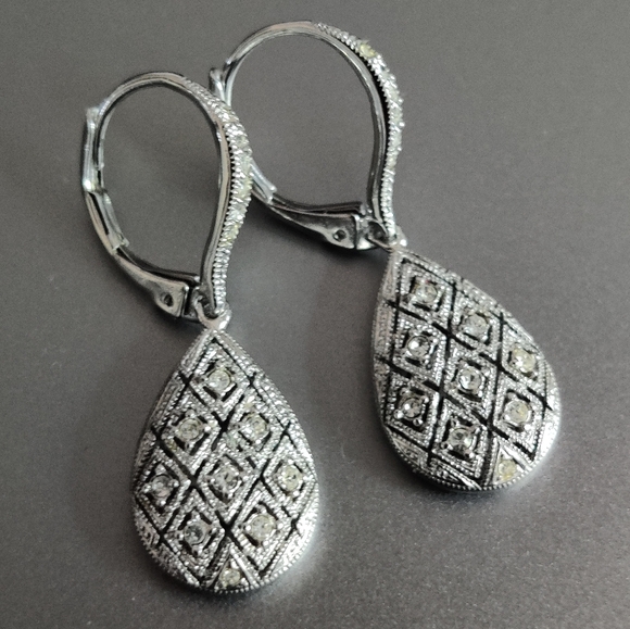 Diamante Teardrop Earrings - Picture 6 of 11
